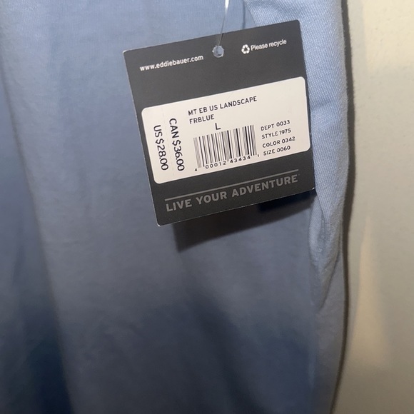 NWT Eddie Bauer Legend Wash Graphic Tee Tall Large,‎ Light Blue with Star ⭐️ ⛰️ - Picture 6 of 10